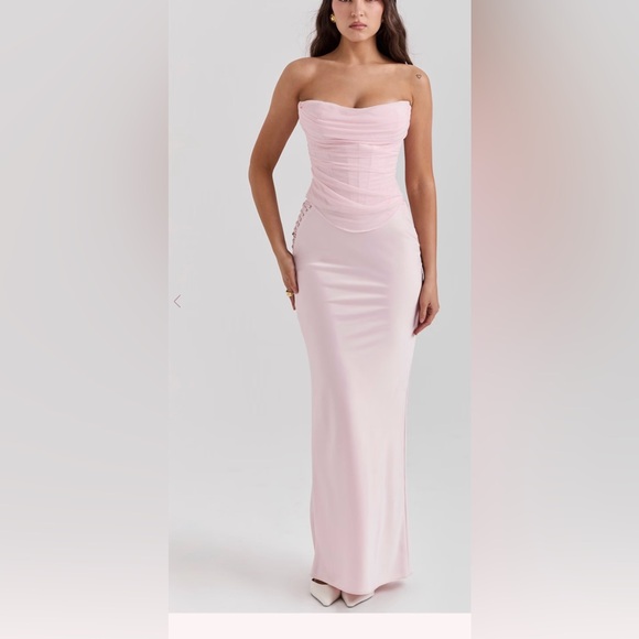 House of CB Ballerina Pink Satin Maxi Skirt